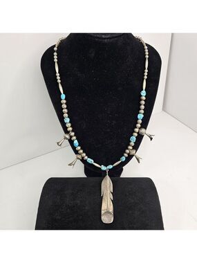 Navajo Squash Blossom By Debbie Silversmith, Turquoise Squash Blossom Necklace